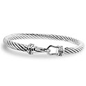 Silver Cable Bangle with Silver Buckle Clasp